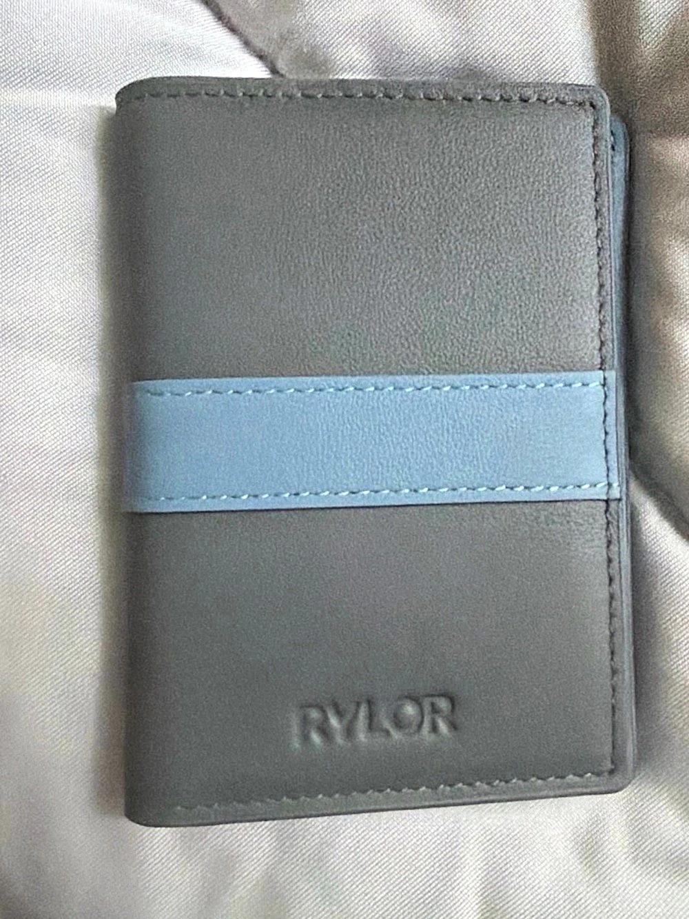RYLOR Two-Tone Wallet in Gray & Blue Like New